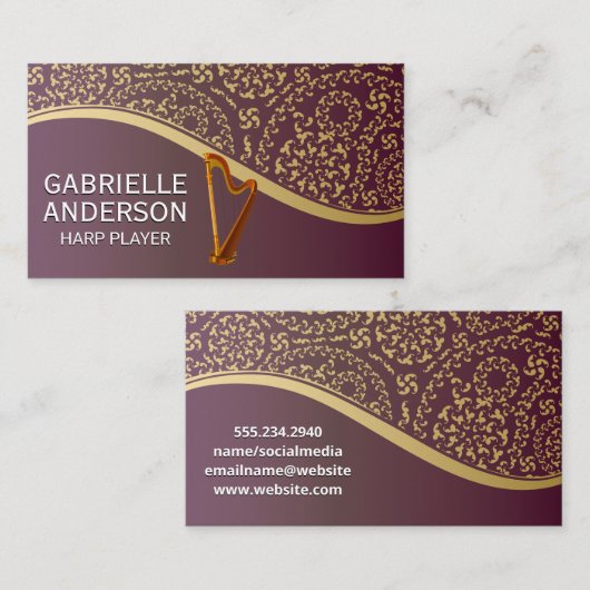 harp snaarinstrument visitekaartje (Voorkant / Achterkant)