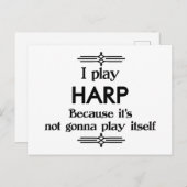 Harp - Speelt Zelf Grappige Deco Muziek Briefkaart (Voorkant / Achterkant)