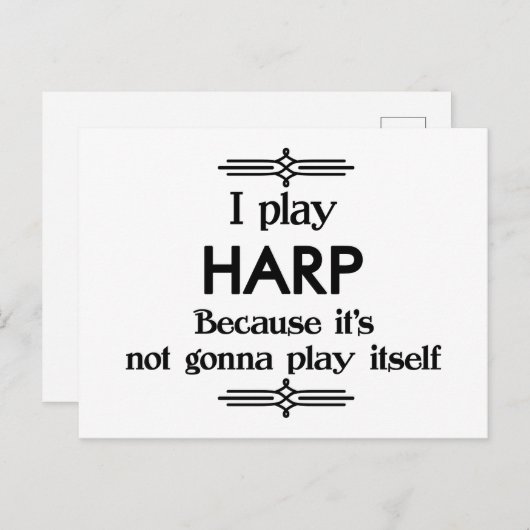 Harp - Speelt Zelf Grappige Deco Muziek Briefkaart (Voorkant / Achterkant)