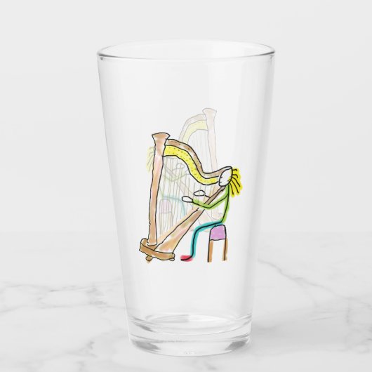 Harp Spelende Stickman Glas (Voorkant)