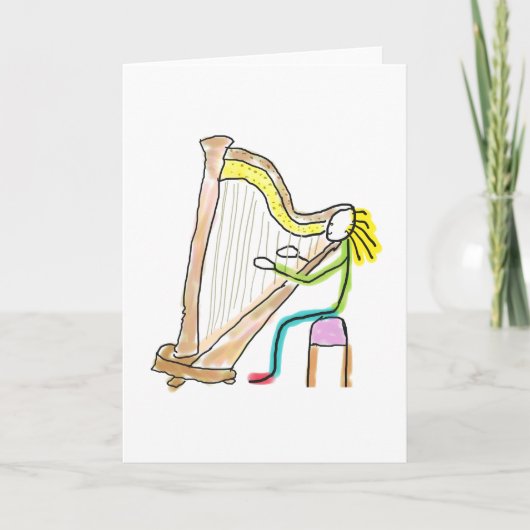 Harp spelende Stickman Kaart (Voorkant)