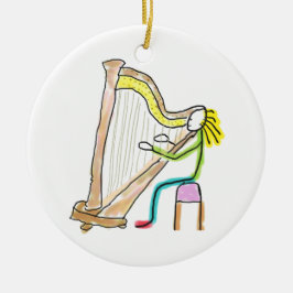 Harp spelende Stickman Keramisch Ornament