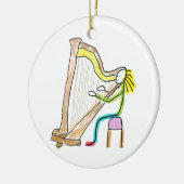 Harp spelende Stickman Keramisch Ornament (Links)