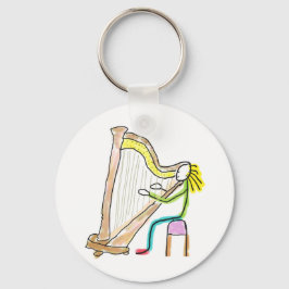 Harp spelende Stickman Sleutelhanger