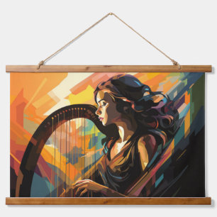 Harp Speler Muziek Schilderen Abstracte Kunst Deco Hangend Wandkleed