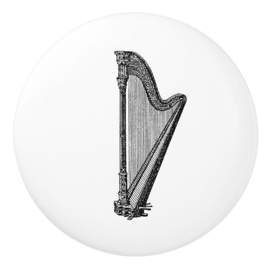 Harp string instrument muziekkunst keramische knop (Voorkant)