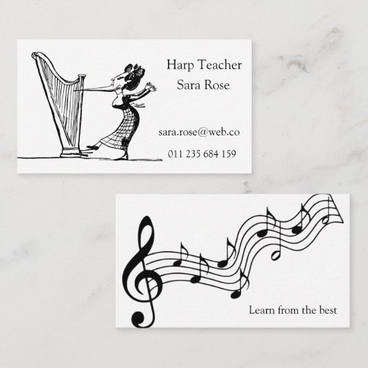 Harp Teacher Visitekaartje (Voorkant / Achterkant)