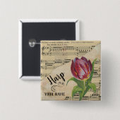 Harp Tulip vel Music Gepersonaliseerd Vierkante Button 5,1 Cm (Voorkant /achterkant)