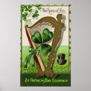 Harp van de Vintage St. Patrick Dag van Erin Poster