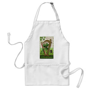 Harp van de Vintage St. Patrick Dag van Erin Standaard Schort