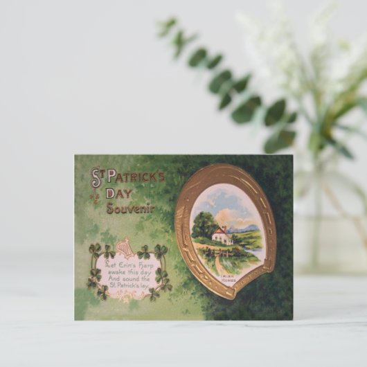 harp van Erin Hoefijzer St Patrick's Day Ca Briefkaart (Staand voorkant)
