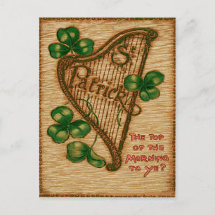 Harp van Erin Shamrock Top van de ochtend Briefkaart