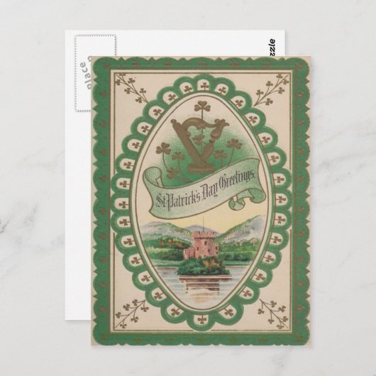harp van Erin St Patrick's Day Kaart (Voorkant / Achterkant)