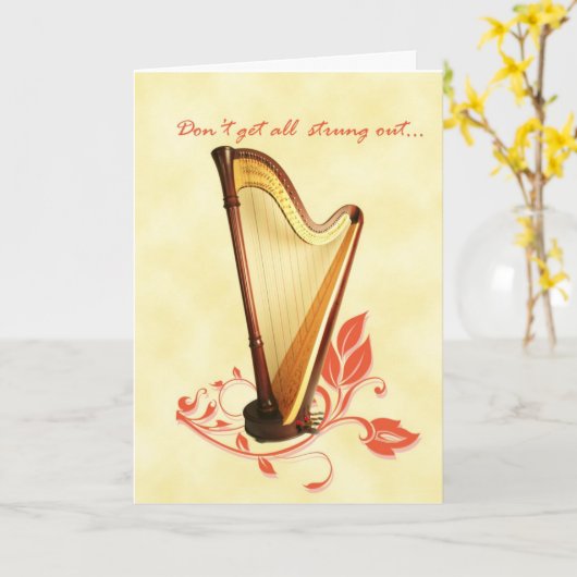 Harp Verjaardag Kaart (Gele Bloem)