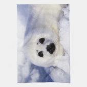 Harp-zeehondenpup in de Golf van St. Lawrence Theedoek (Verticaal)