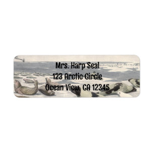 Harp-zegels in Arctische sneeuw door Louis Fuerte Etiket