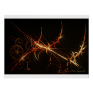 Harpe Fulgurante - Artefact Steampunk Lumineux Perfect Poster
