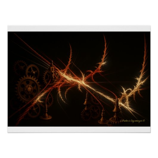 Harpe Fulgurante - Artefact Steampunk Lumineux Perfect Poster (Voorkant)