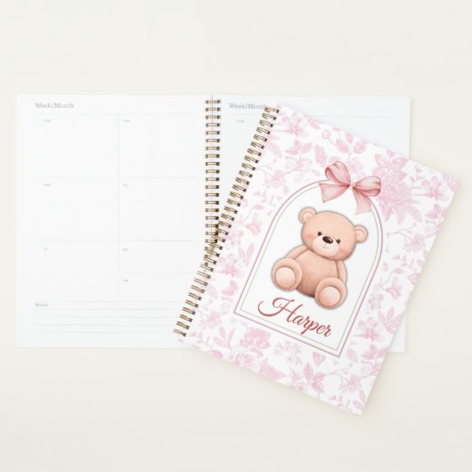 Harper | Aangepaste Roze Teddybeer Nursery Design Planner (Display)