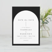 HARPER Black White Boho Arch Photo Save the Date Kaart (Staand voorkant)