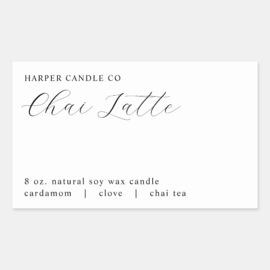 Harper Chai Latte Style Matte Candle Label (Voorkant)