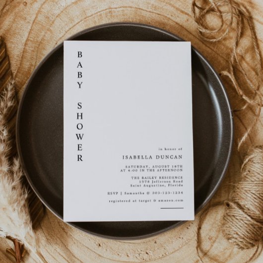 HARPER Eenvoudig modern, minimalistisch Baby showe Kaart