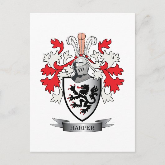 Harper Family Crest Coat of Arms Briefkaart (Voorkant)