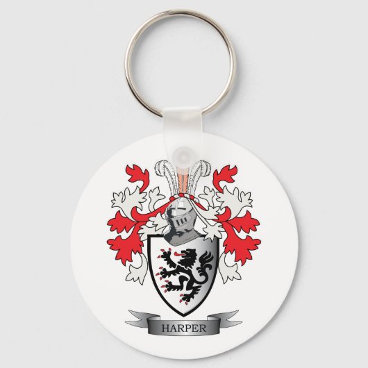 Harper Family Crest Coat of Arms Sleutelhanger (Voorkant)