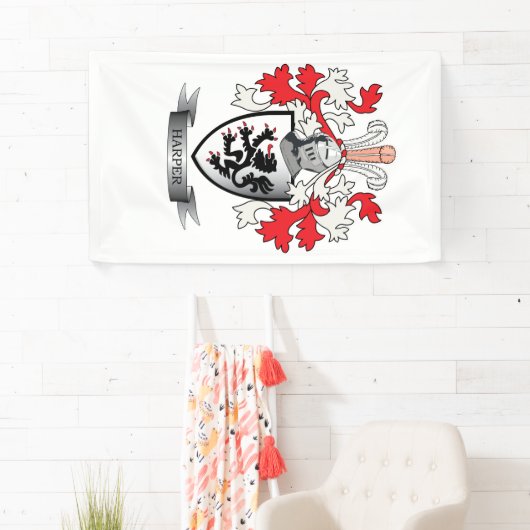 Harper Family Crest Coat of Arms Spandoek (Insitu)