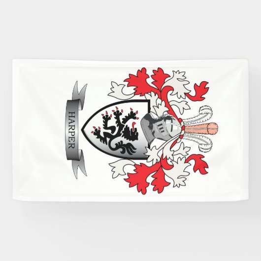 Harper Family Crest Coat of Arms Spandoek (Horizontaal)