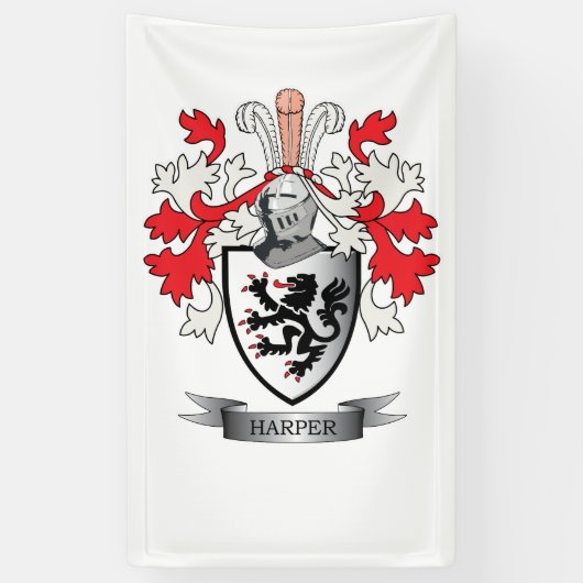 Harper Family Crest Coat of Arms Spandoek (Verticaal)