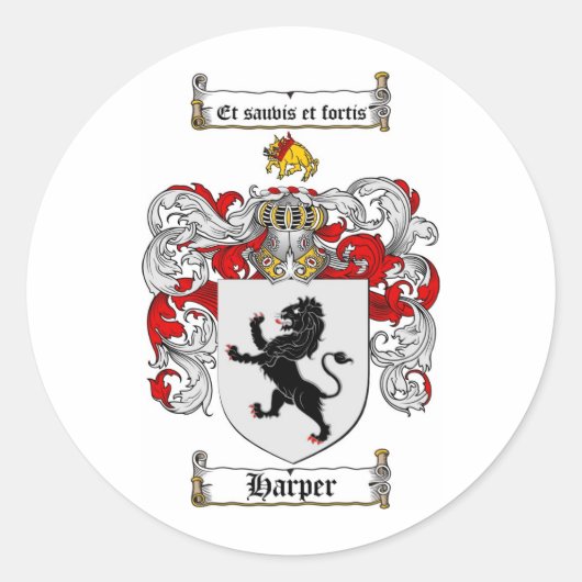 HARPER FAMILY CREST - HARPER WAPEN RONDE STICKER (Voorkant)