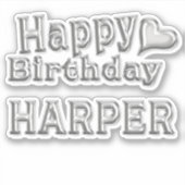 Harper Happy Birthday silver Aufkleber Sticker (Voorkant)