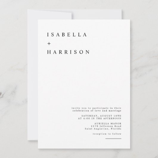 Harper - Modern minimalist Simple Serif Wedding Kaart (Voorkant)