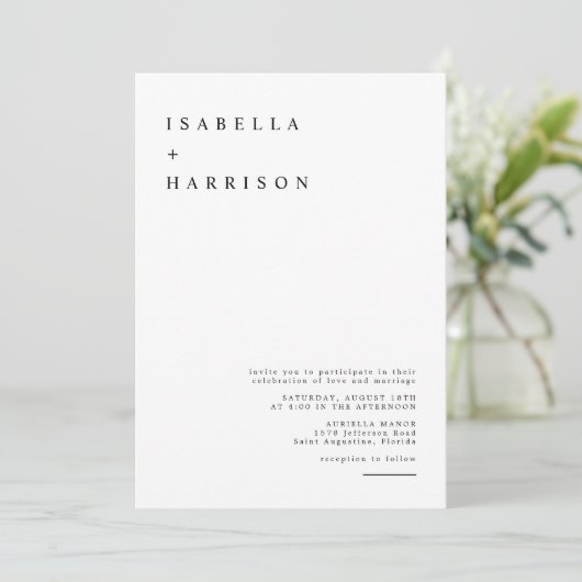 Harper - Modern minimalist Simple Serif Wedding Kaart (Staand voorkant)