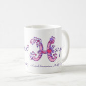 Harper naam betekent hartbloem H monogram mok (Voorkant rechts)