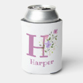 Harper Naam met een bloemendesign Blikjeskoeler (Blikje Achterkant)