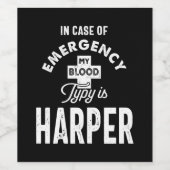 Harper Personalized Name Birthday Gift Wijn Etiket (Enkel label)
