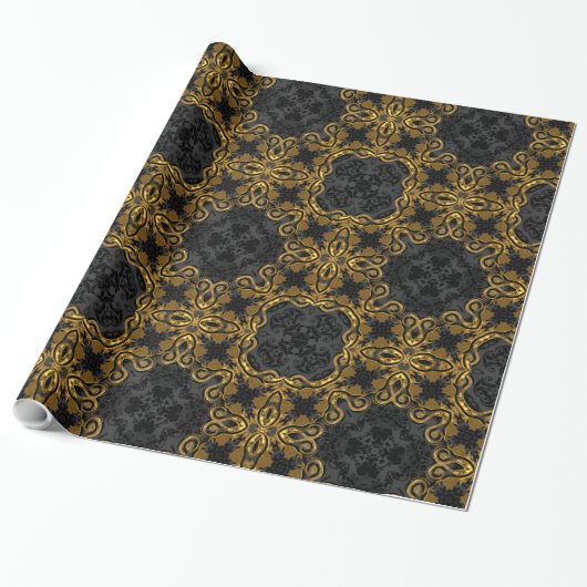 Harper Rush Midnight Elegance Baroque Cadeaupapier (Uitgerold)