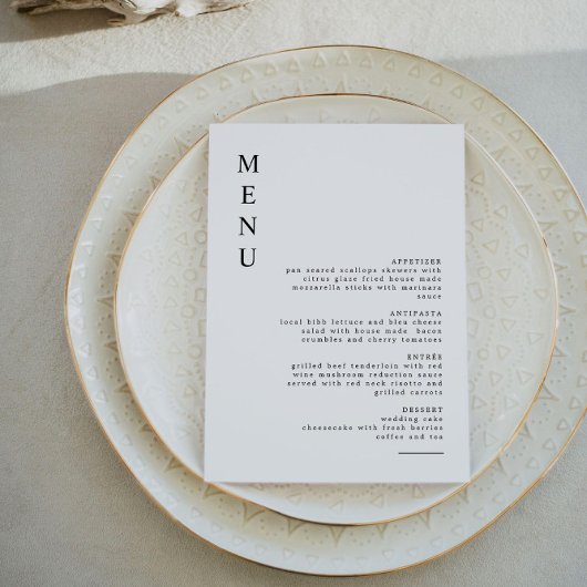 HARPER Simple Clean Modern Minimalist Menu Kaart