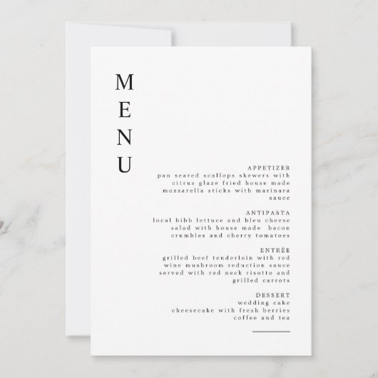 HARPER Simple Clean Modern Minimalist Menu Kaart (Voorkant)