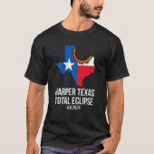 Harper Texas Total Eclipse 2024 TX State Outline T T-shirt (Voorkant)