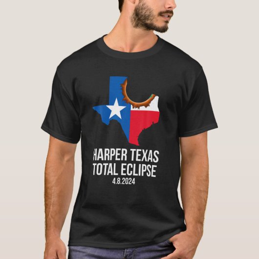 Harper Texas Total Eclipse 2024 TX State Outline T T-shirt (Voorkant)