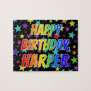 "HARPER" Voornaam, geun "HAPPY BIRTHDAY" Legpuzzel