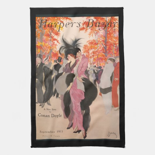 Harper's Bazaar fall fashion 1913 art deco Theedoek (Verticaal)