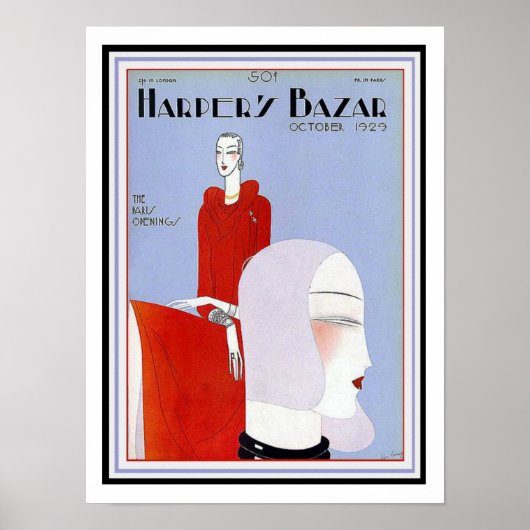 Harpers Bazar Art Deco Hoesje Poster 12 x 16 (Voorkant)