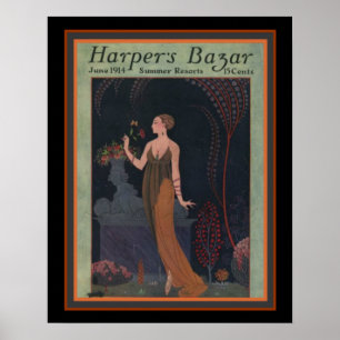 Harpers Bazar-Barbier 1914 Deco Hoesje 16 x 20 Poster
