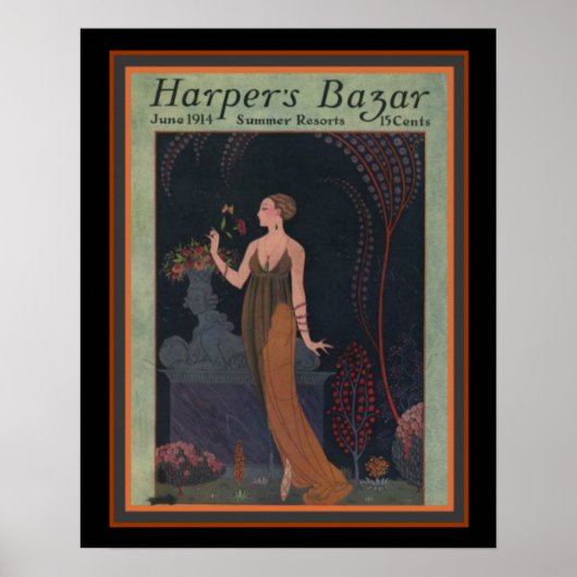 Harpers Bazar-Barbier 1914 Deco Hoesje 16 x 20 Poster (Voorkant)