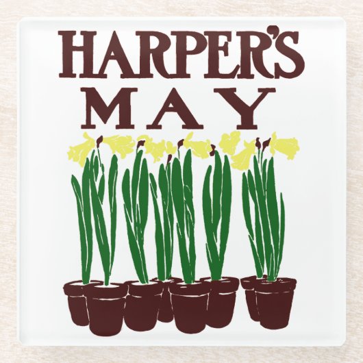 Harper's Edward Penfield Daffodils uit 1899 Glazen Onderzetter (Voorkant)