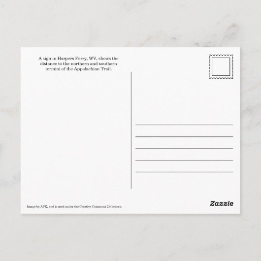 Harpers Ferry Appalachian Trail Briefkaart (Achterkant)